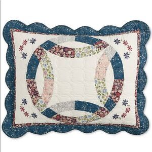 Wedding Rings Standard Sham, Color: Ivory/Blue